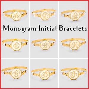 Script Monogram Initial Enamel Bracelet,NWT